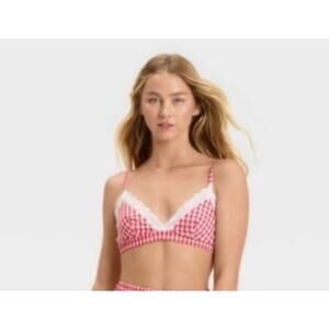 Colsie Red Gingham Woven Bralette - Size XXL